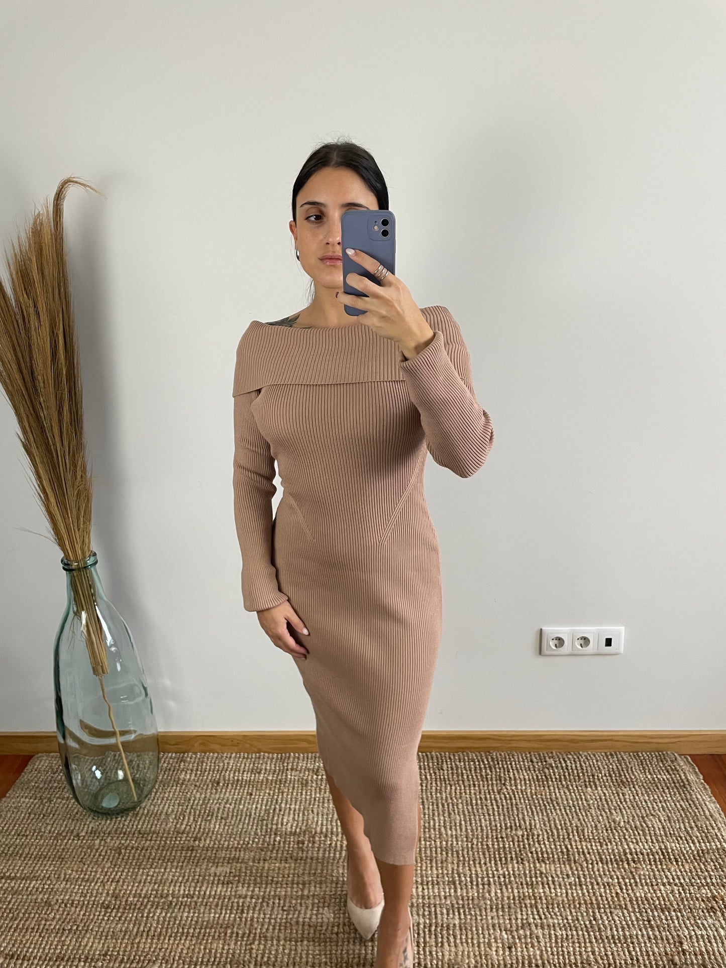 Vestido malha canelada