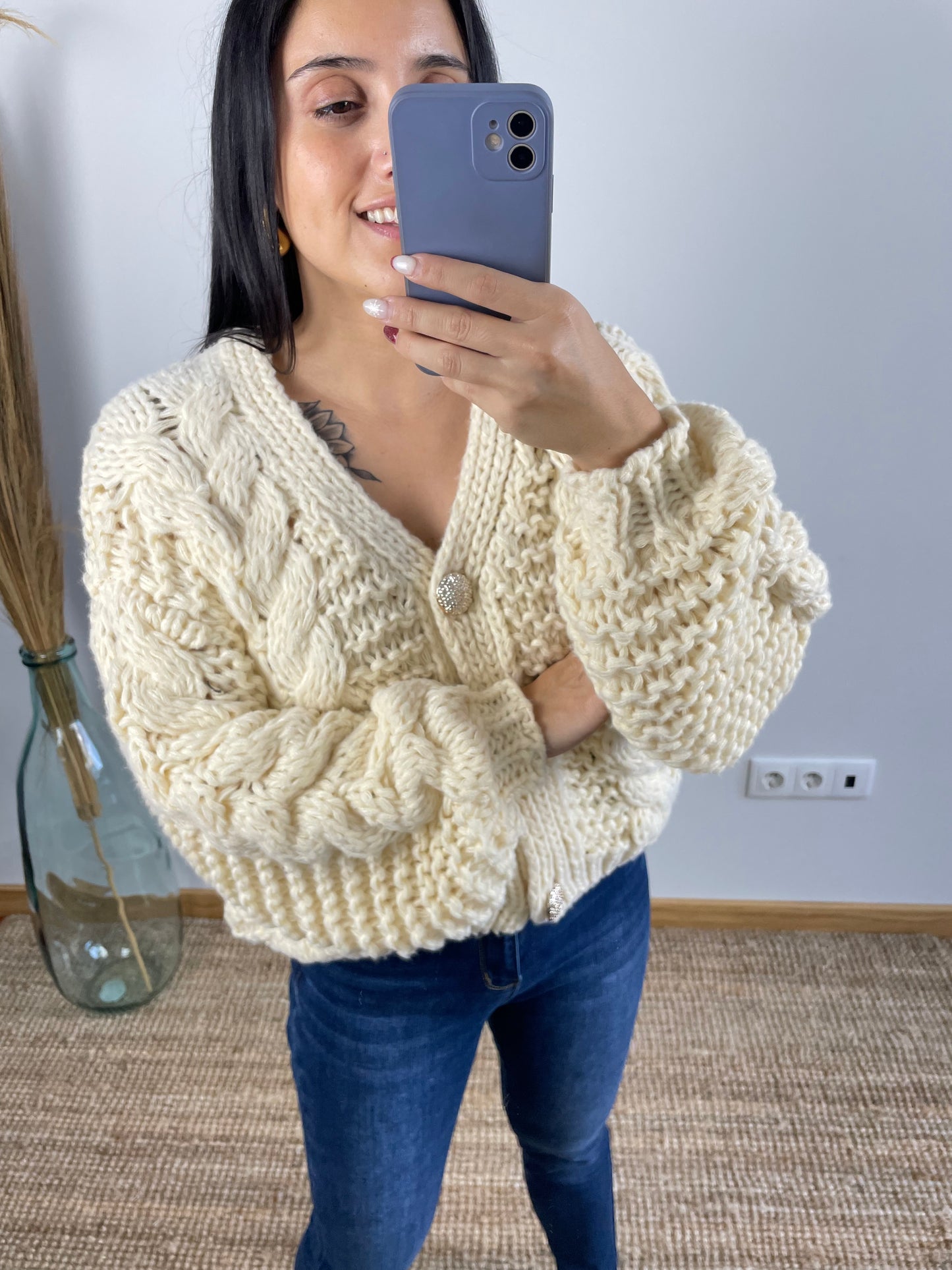 Cardigan malha grossa