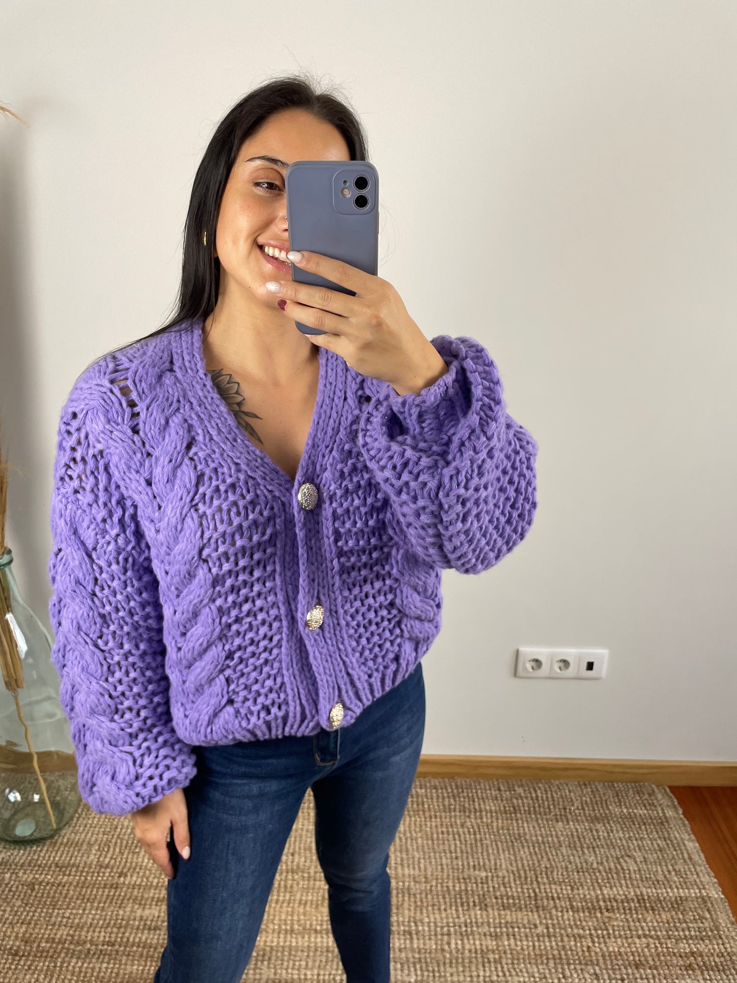 Cardigan malha grossa