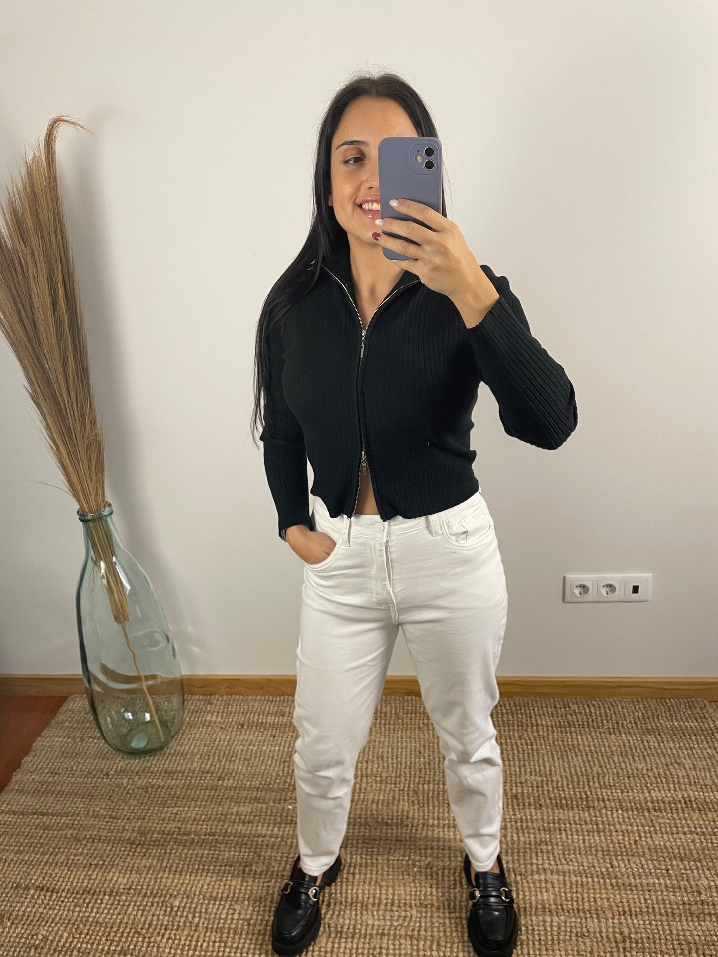 Casaco malha com fecho