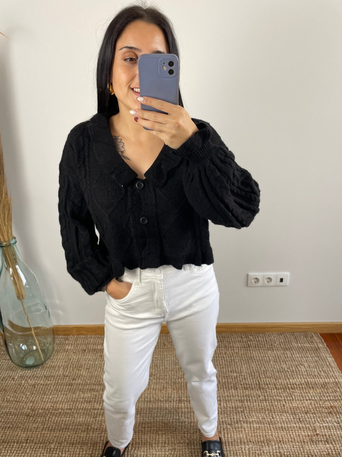 Cardigan com Folhos
