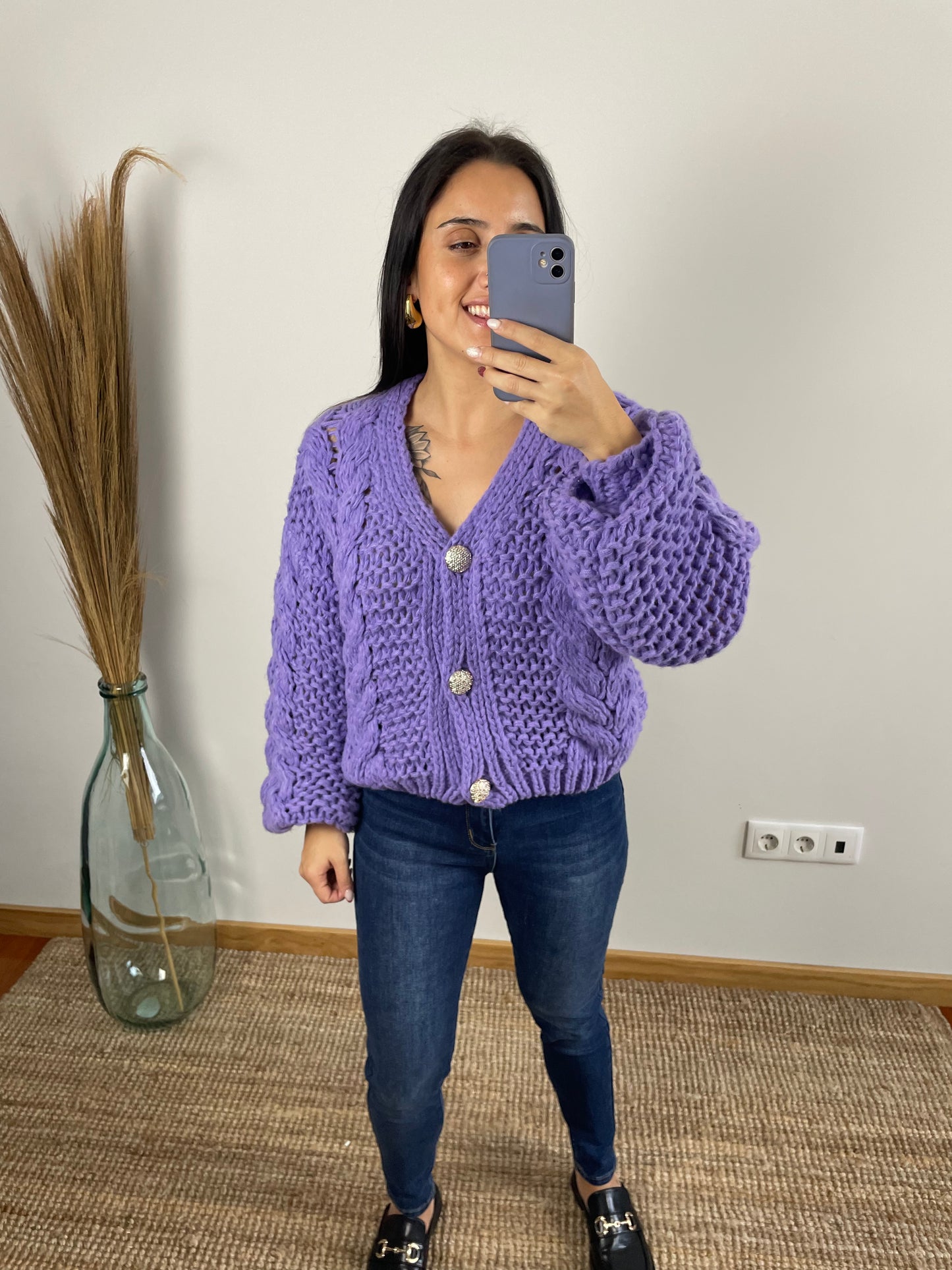 Cardigan malha grossa