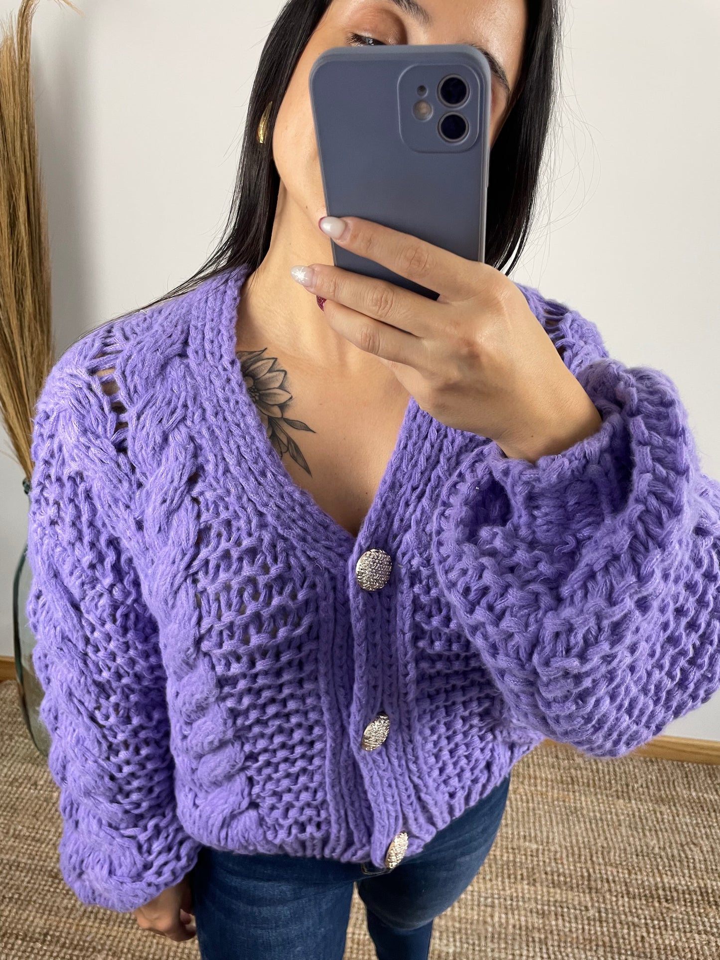 Cardigan malha grossa