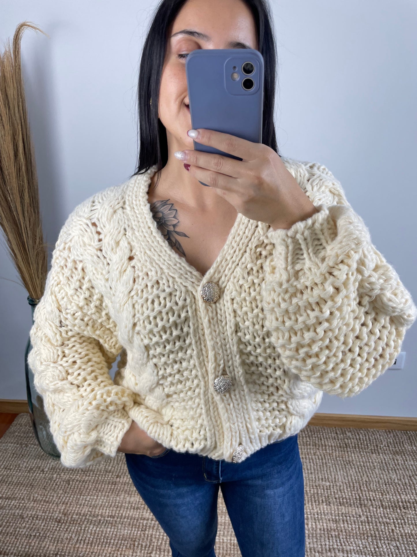 Cardigan malha grossa