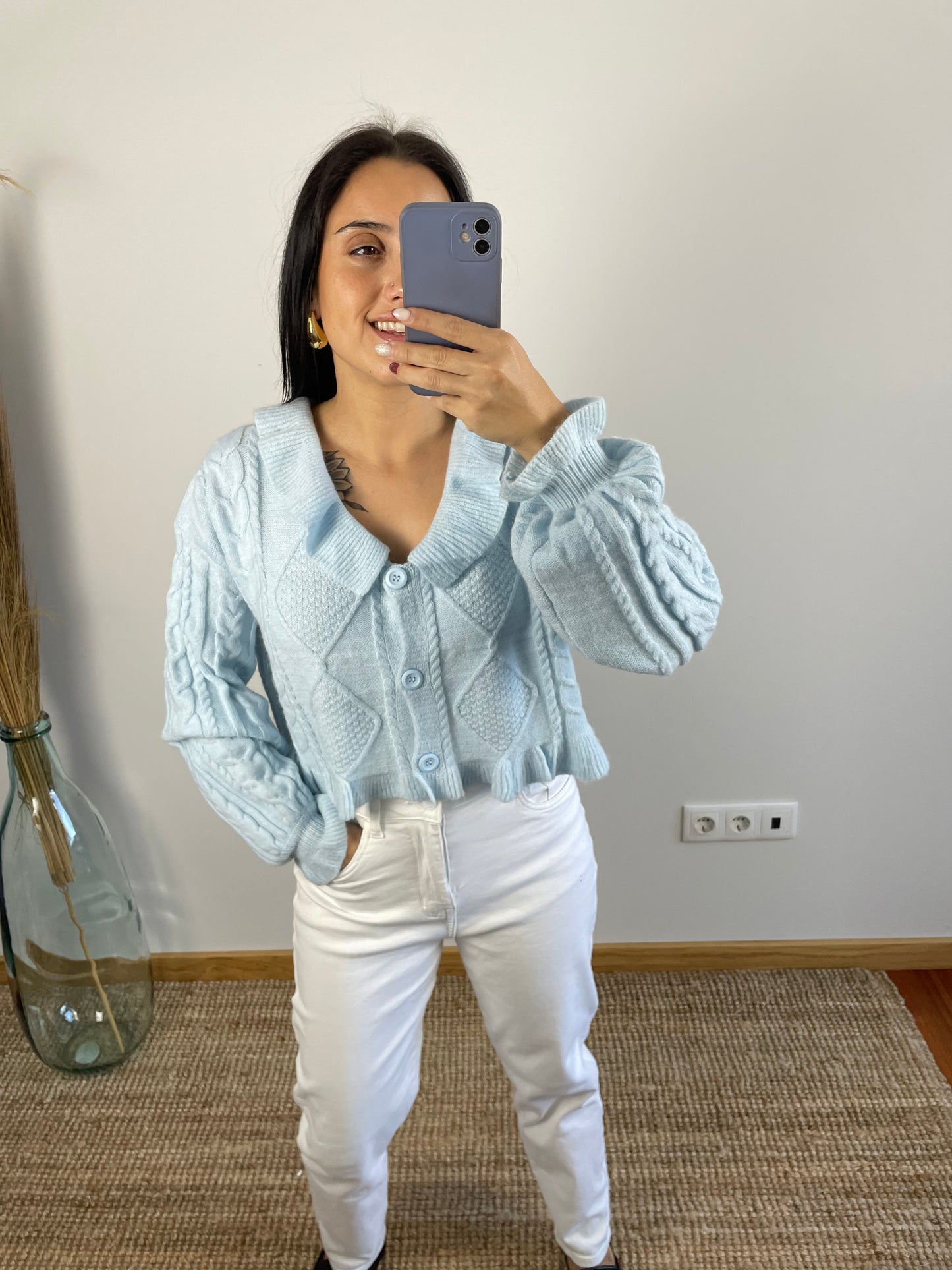 Cardigan com Folhos