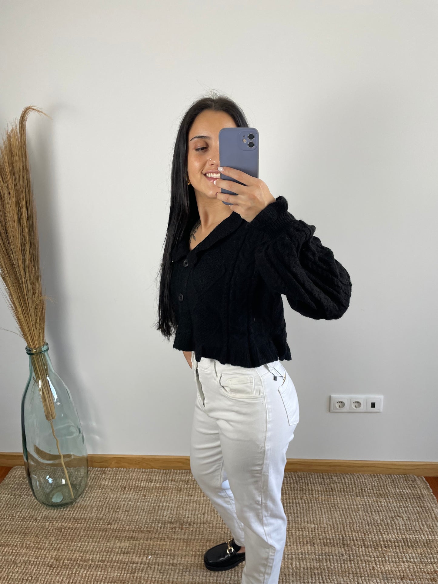 Cardigan com Folhos