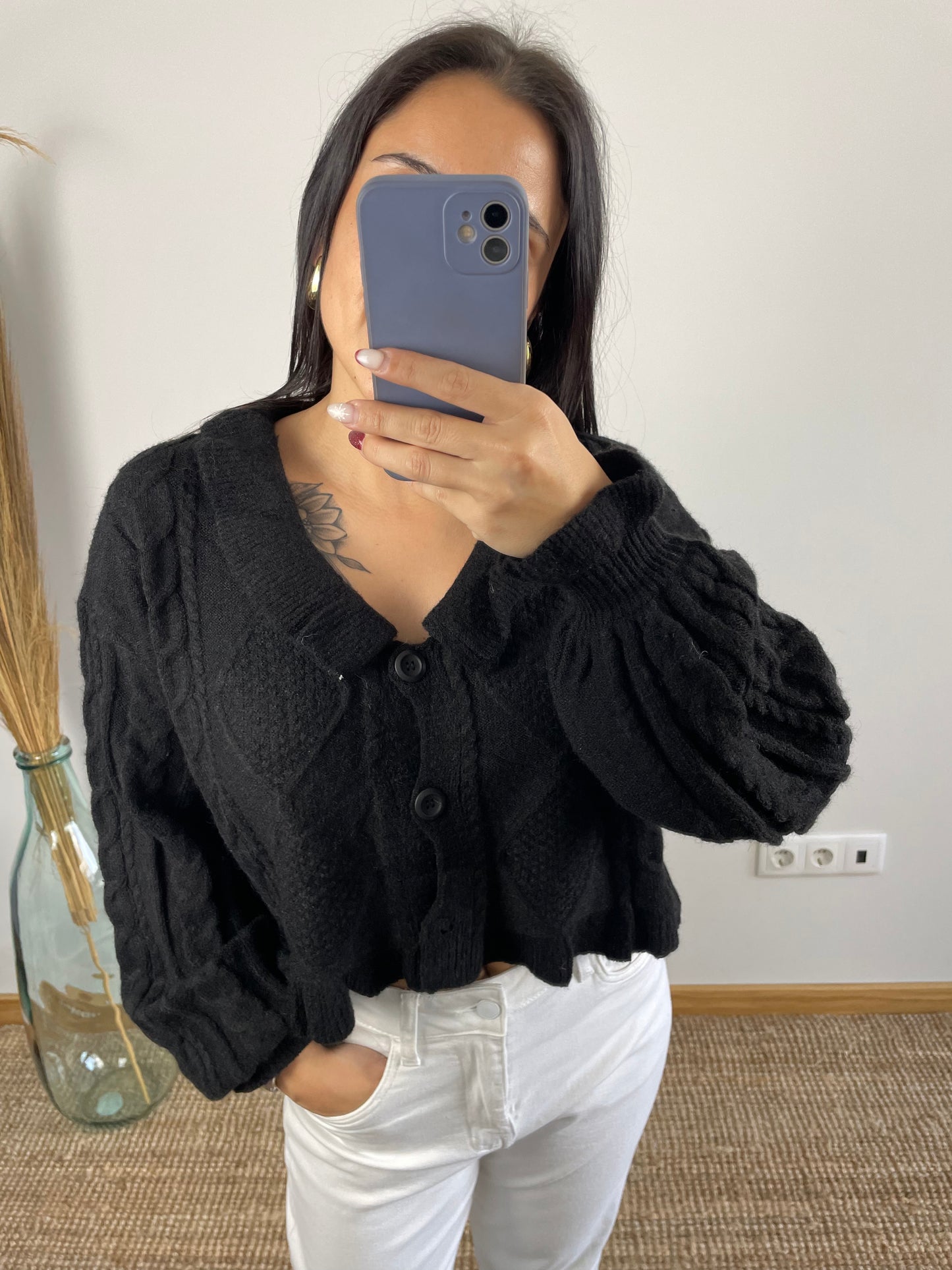 Cardigan com Folhos
