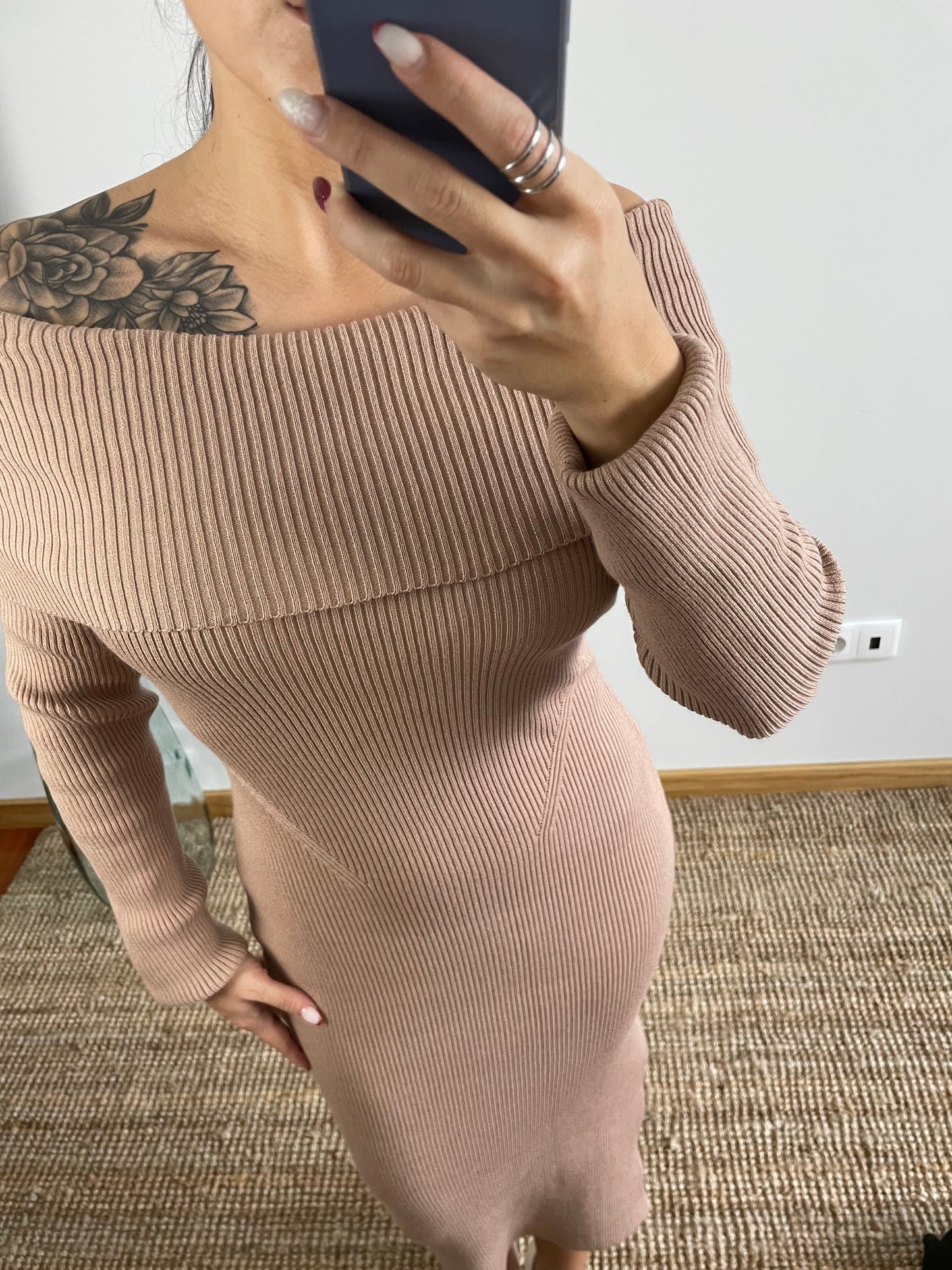 Vestido malha canelada