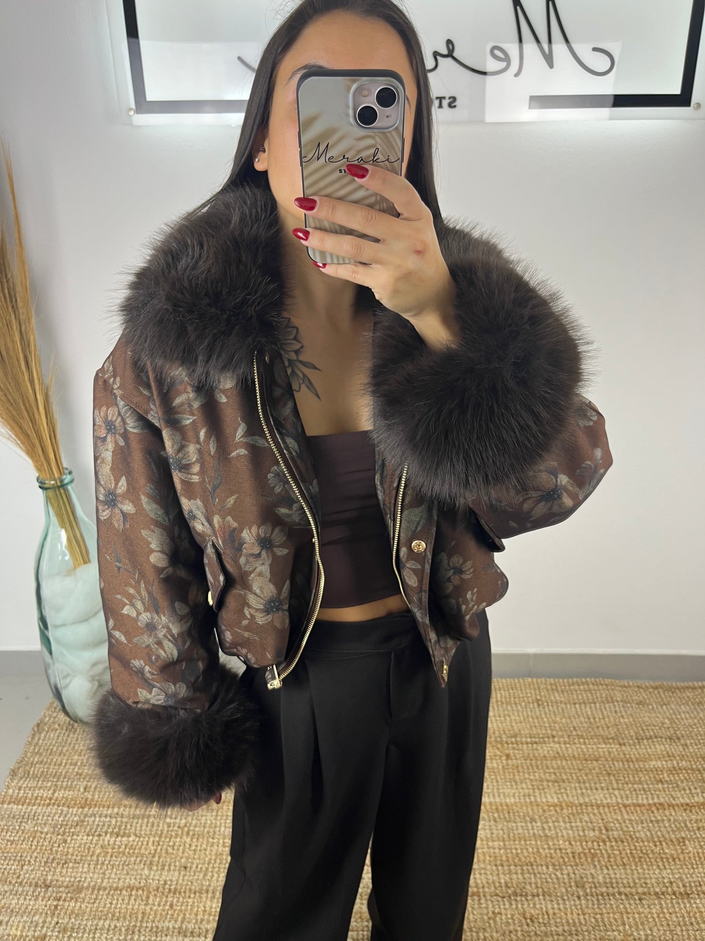 Casaco Flores Castanho