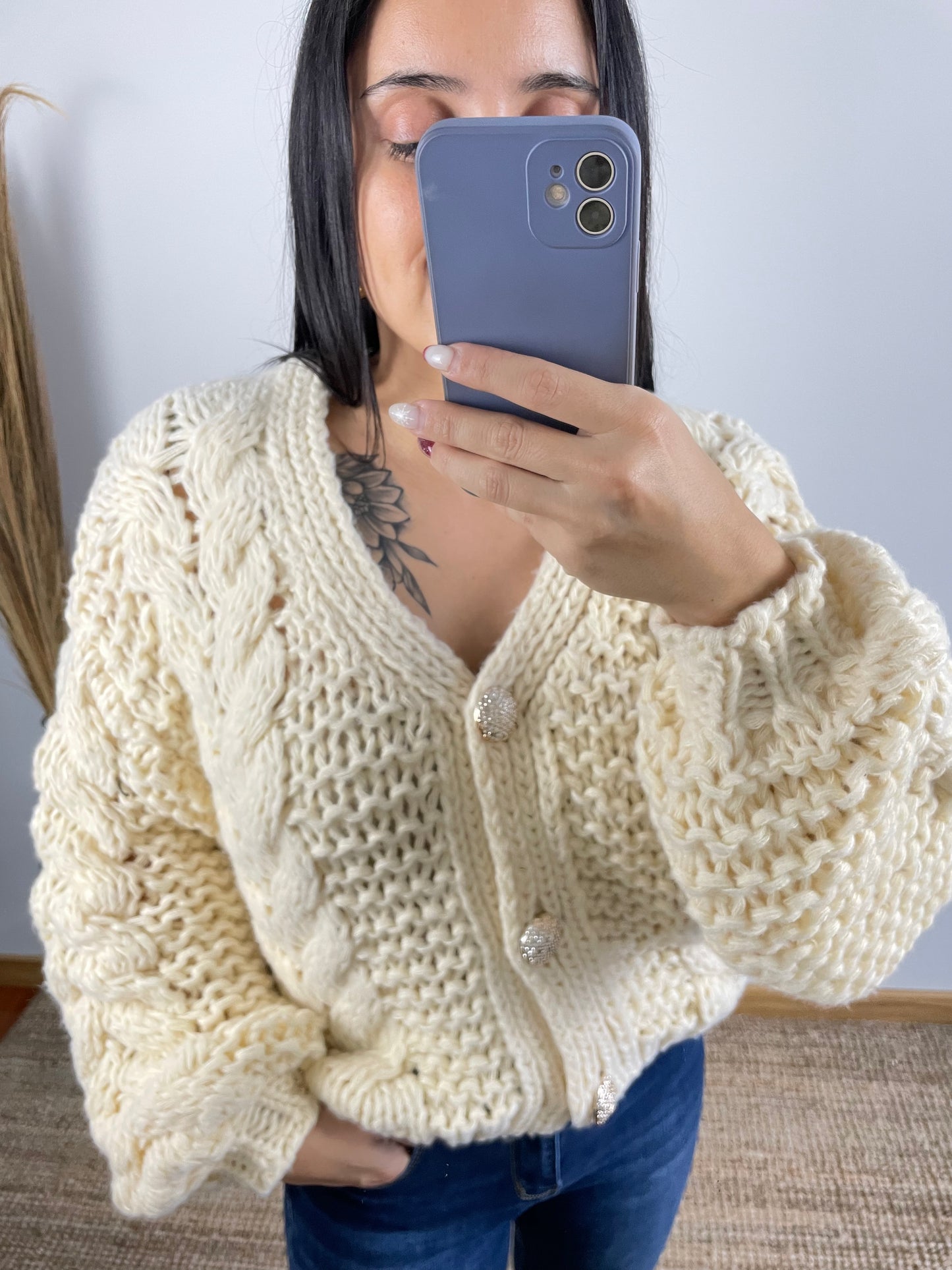 Cardigan malha grossa