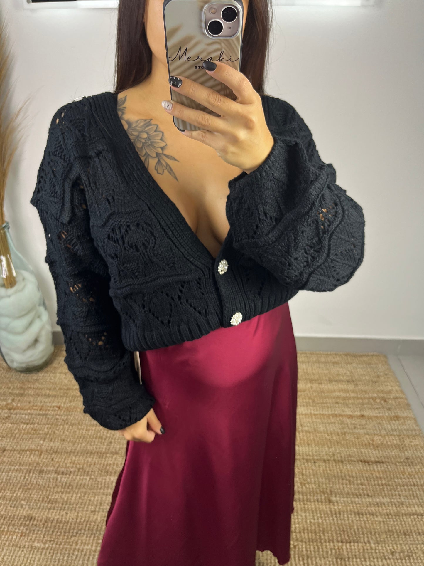 Cardigan botões brilhantes