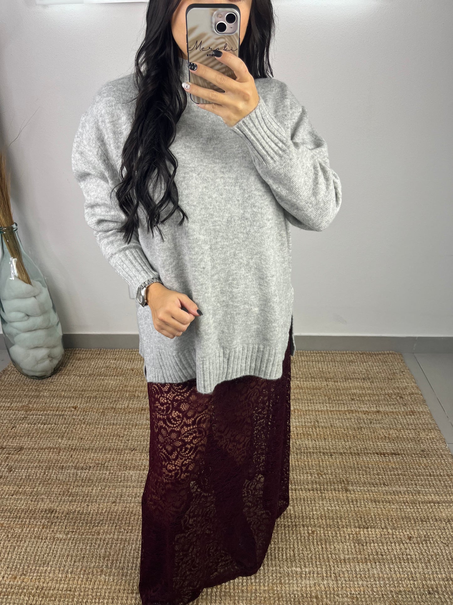 Camisola Comprida Cinzenta