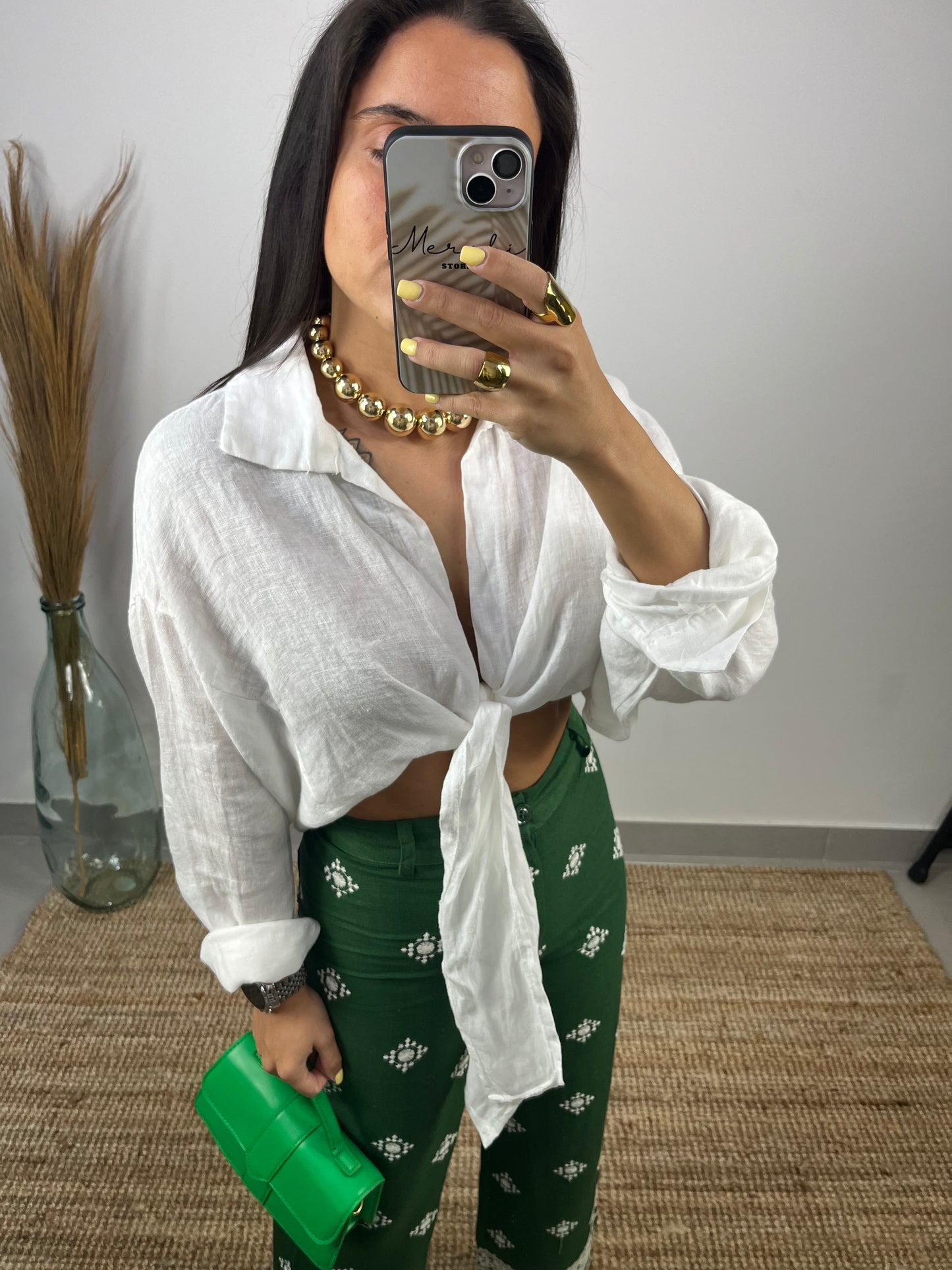 Camisa curta 100% linho