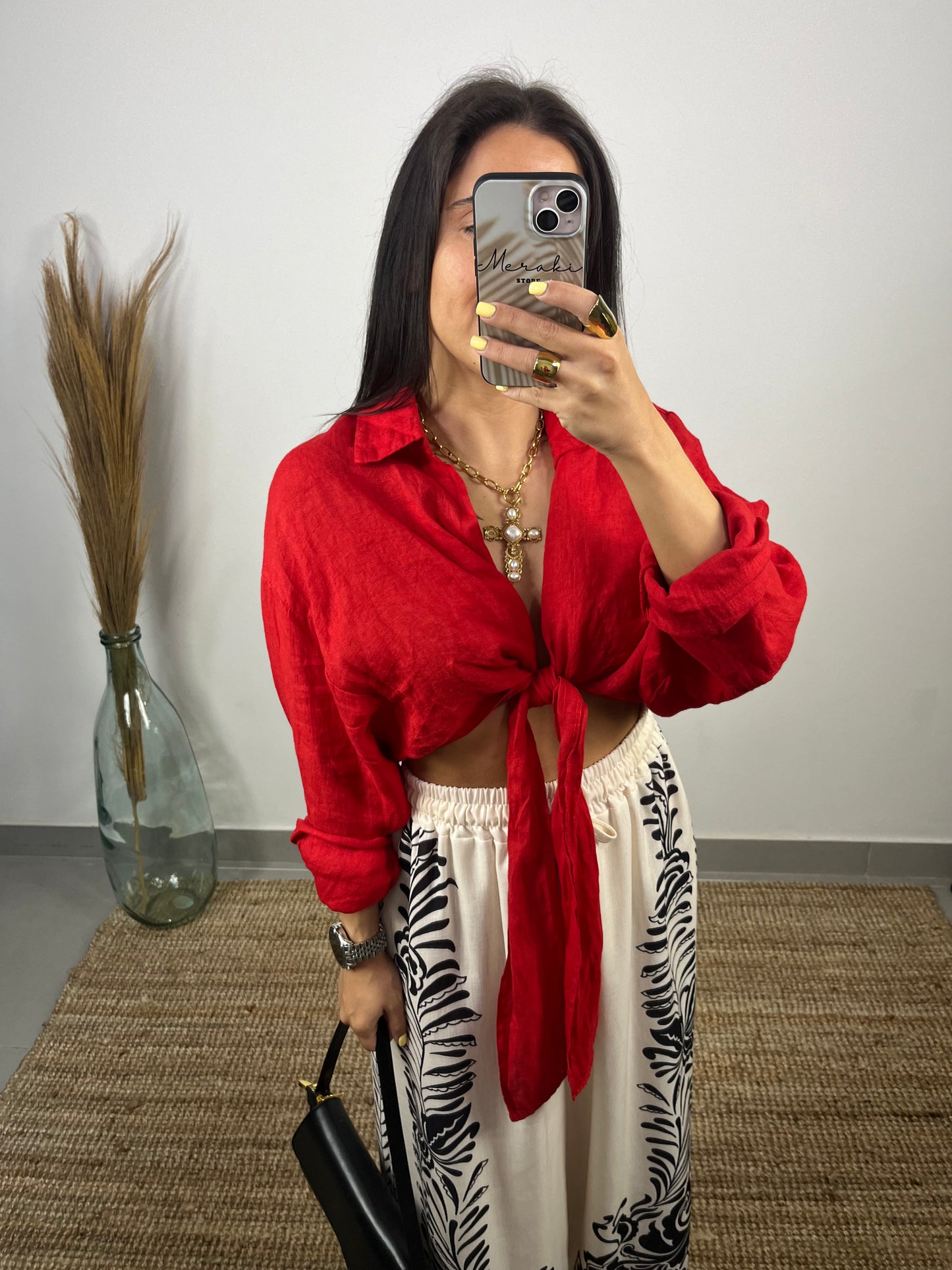 Camisa curta 100% linho