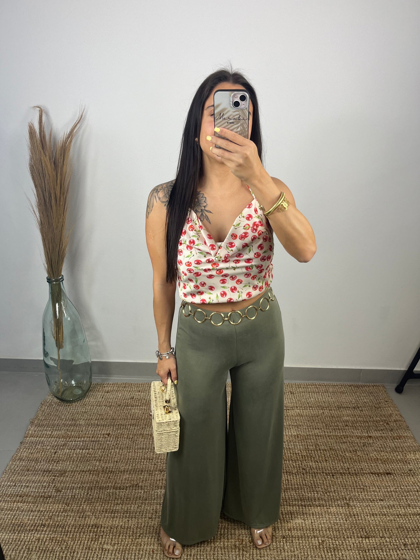 Calças Pantalonas verde