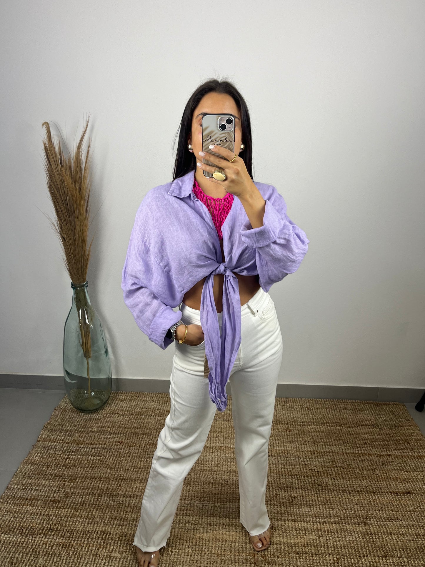 Camisa curta 100% linho