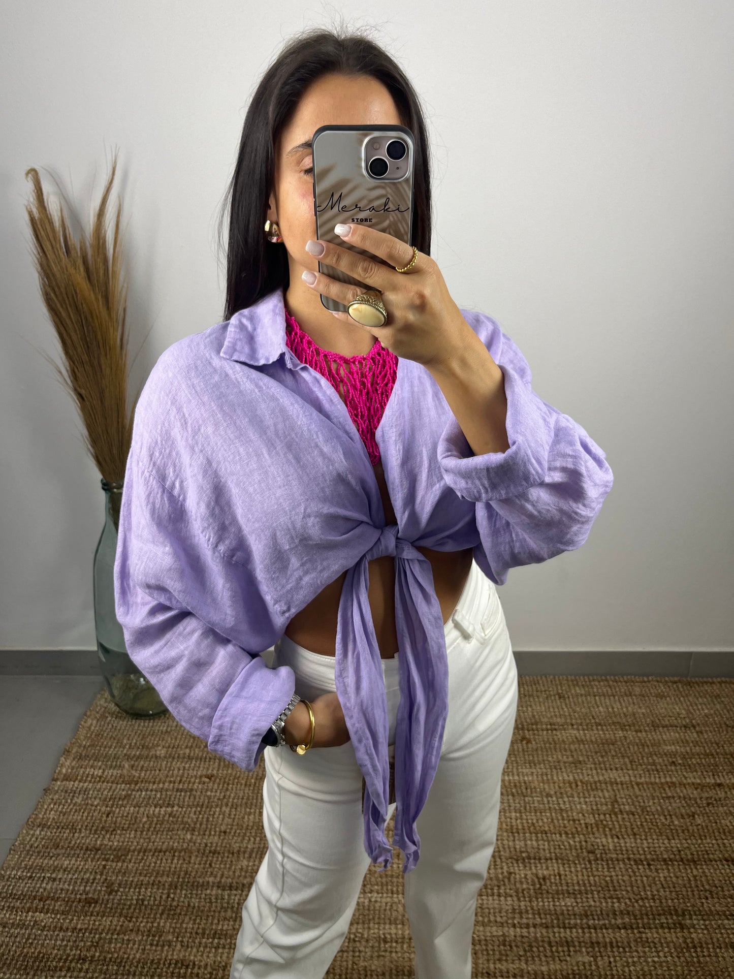 Camisa curta 100% linho