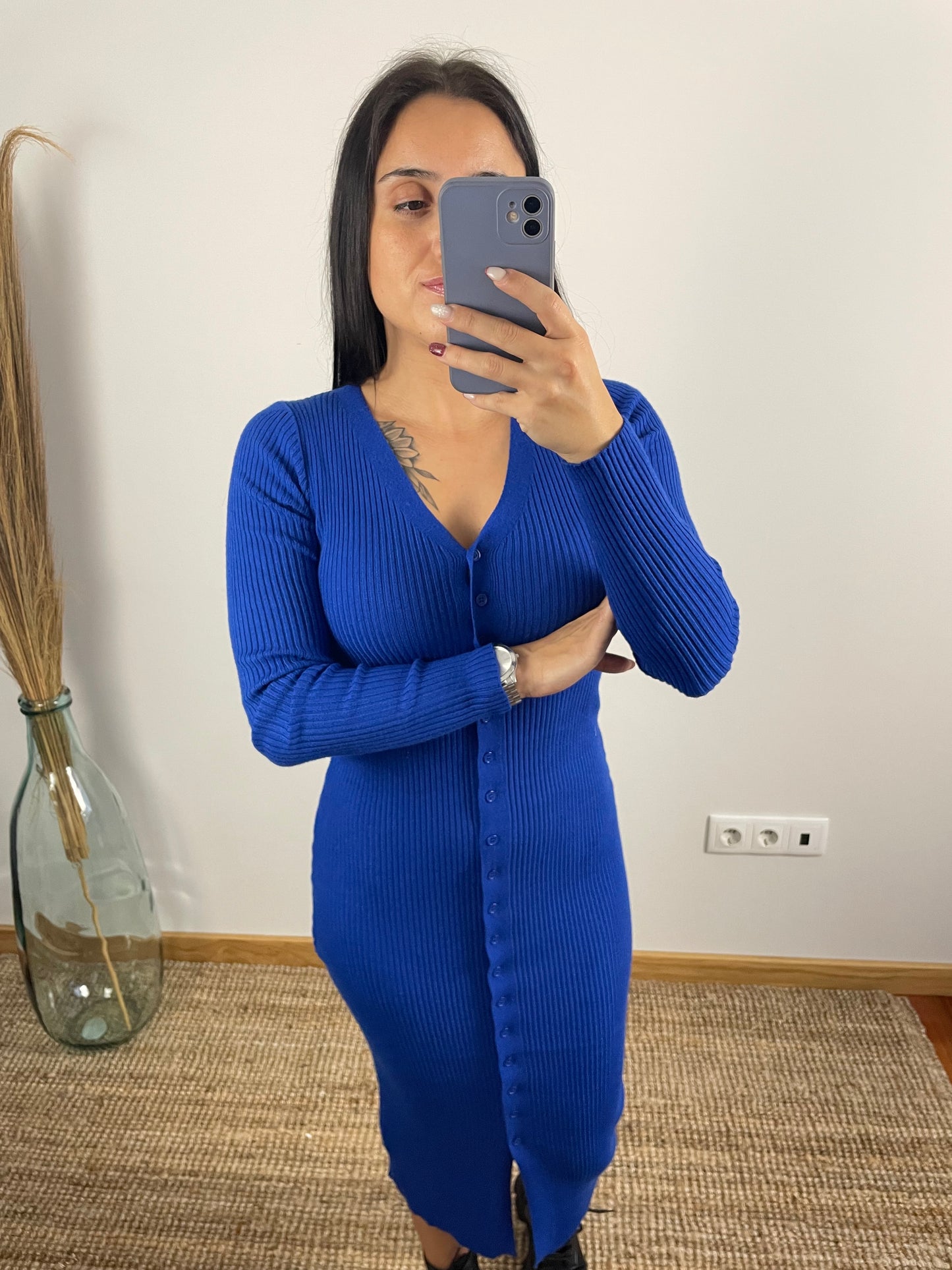 Vestido Malha com Botões