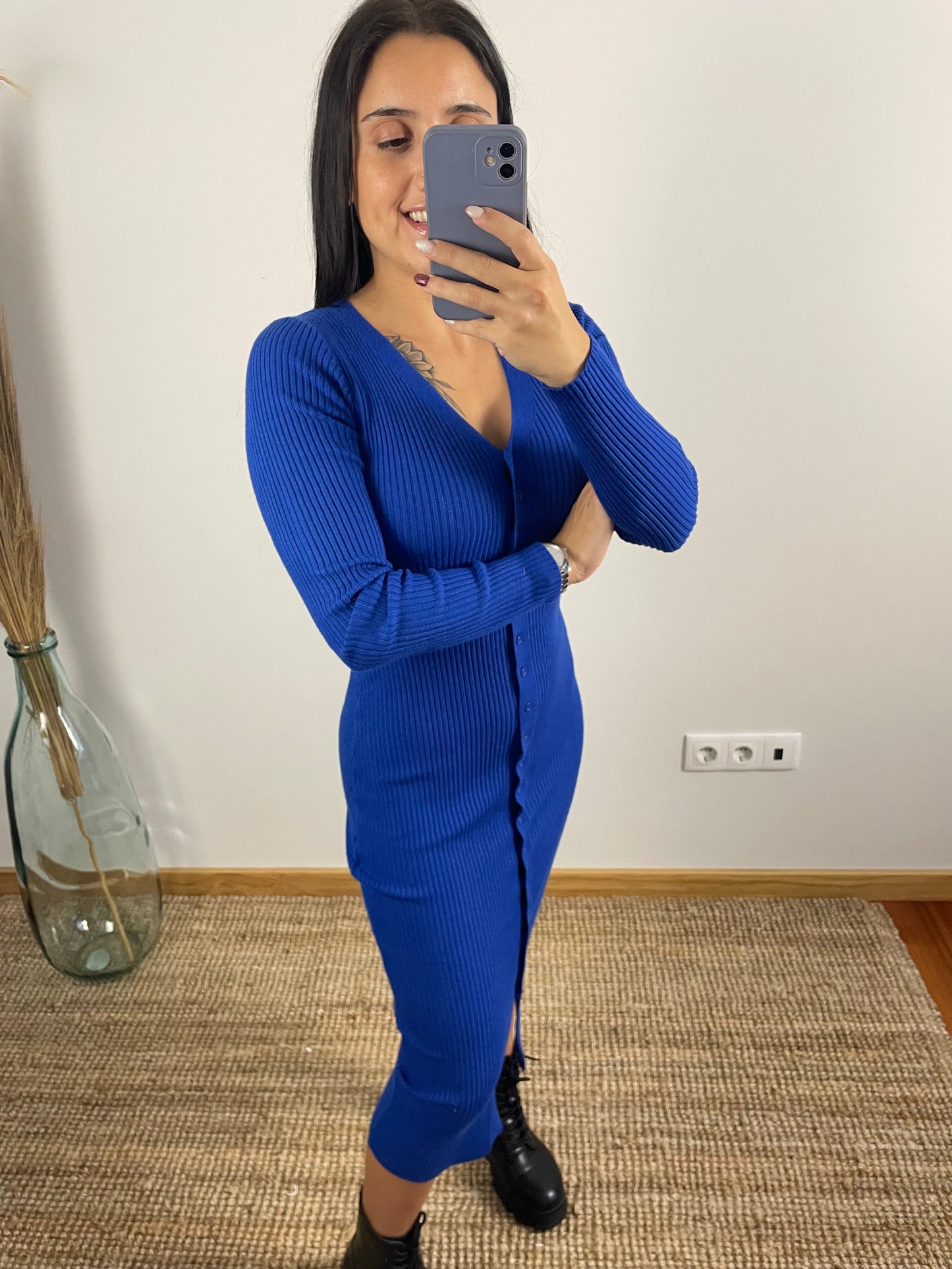 Vestido Malha com Botões