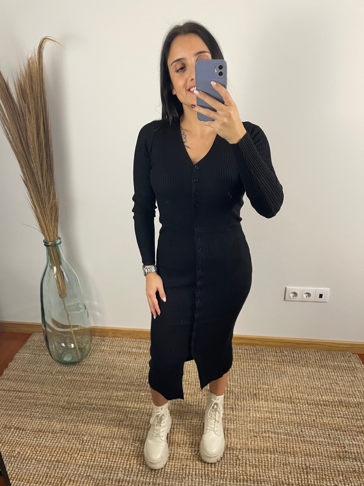 Vestido Malha com Botões