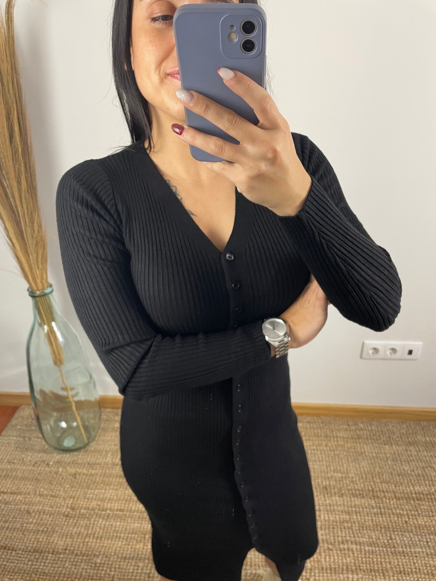 Vestido Malha com Botões