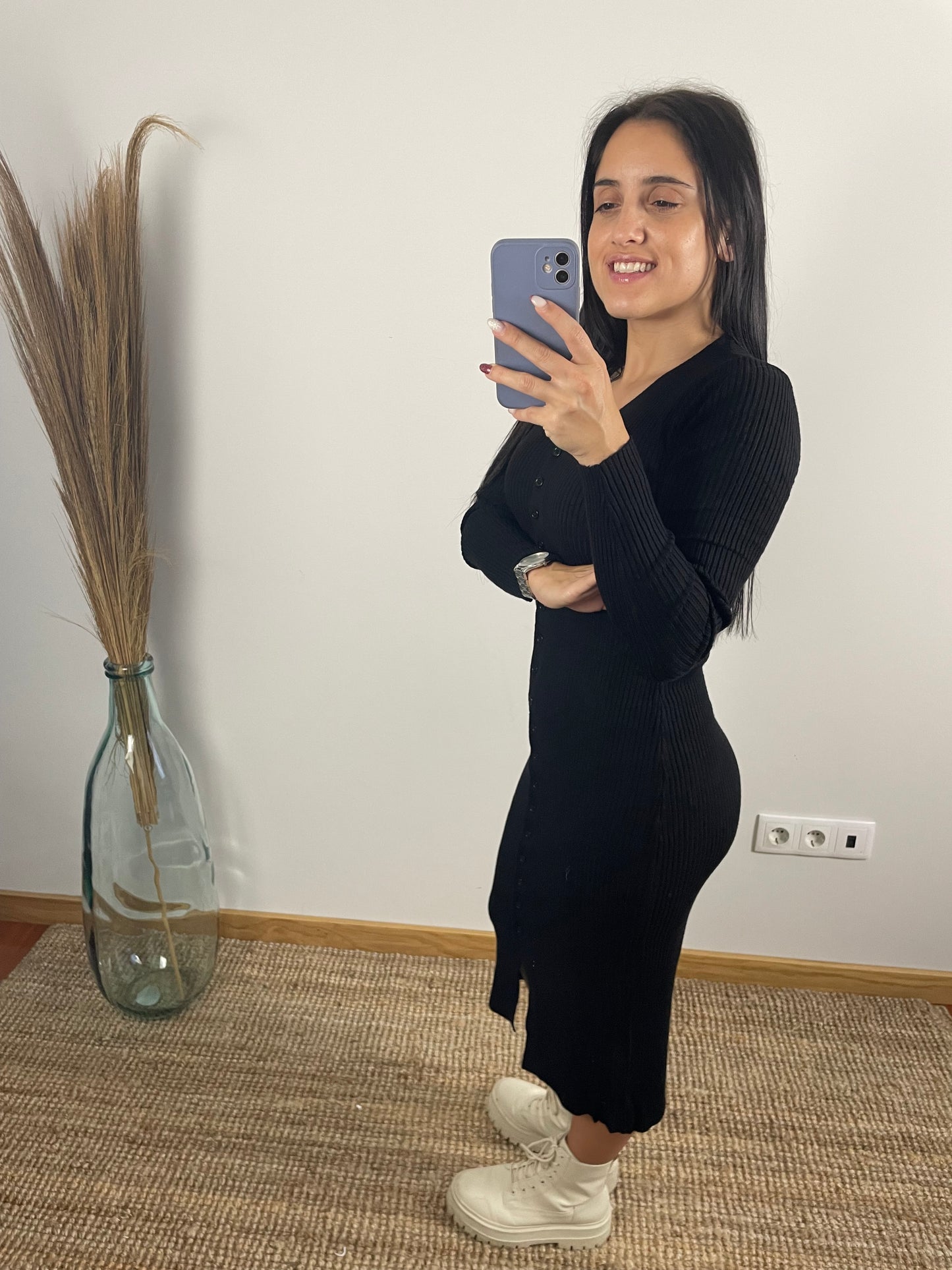 Vestido Malha com Botões