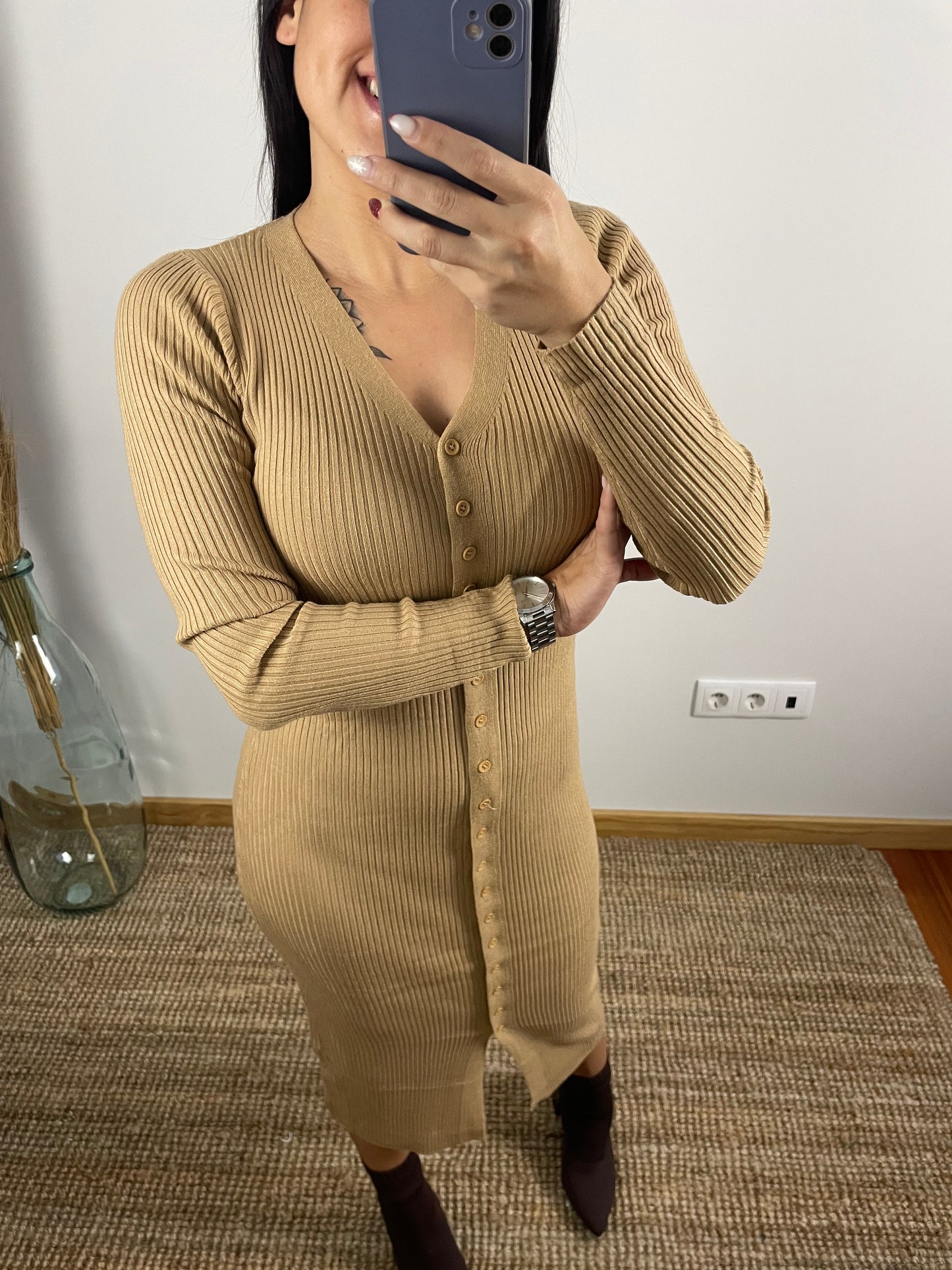 Vestido Malha com Botões