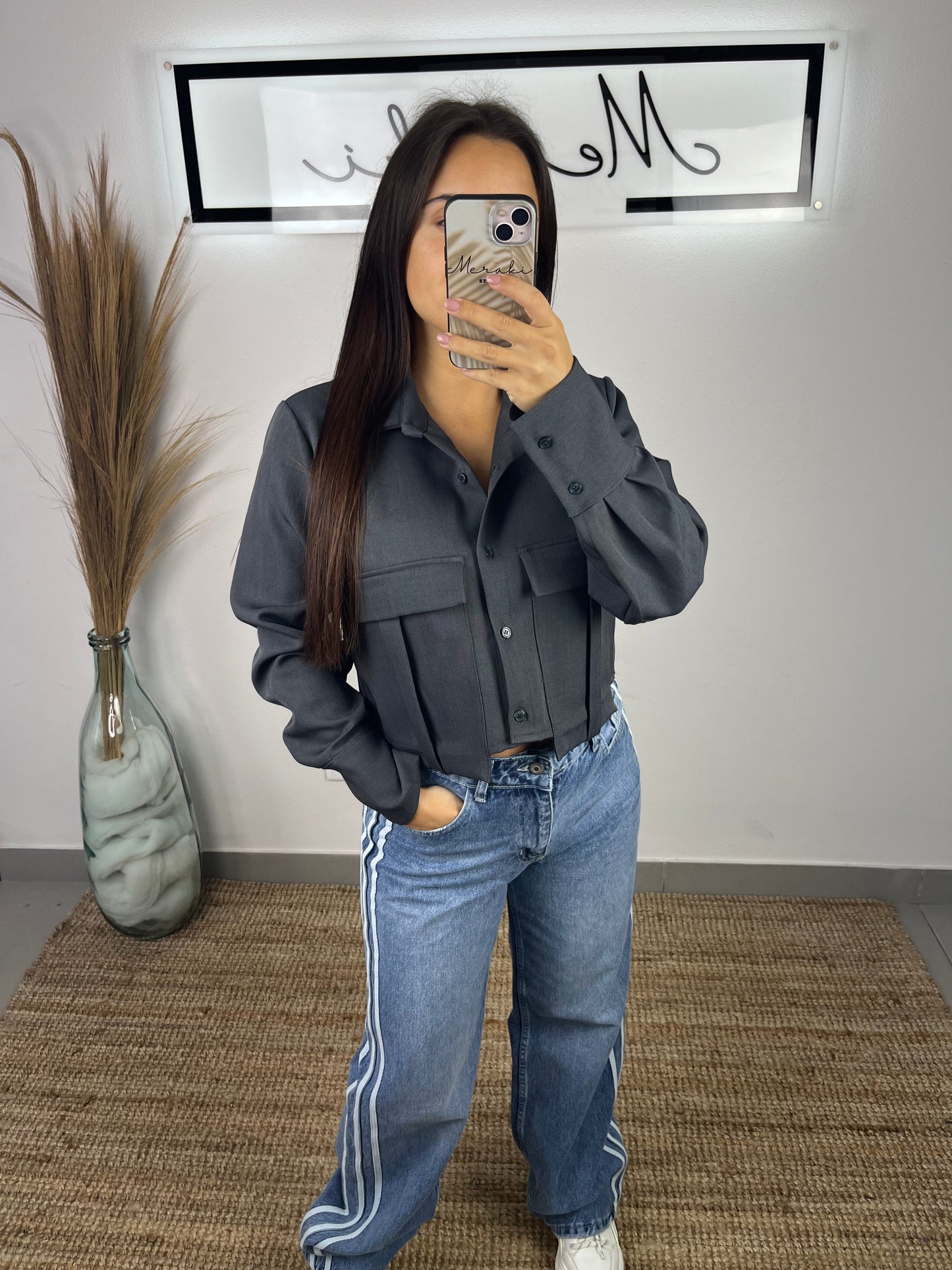 Casaco Cropped Cinzento