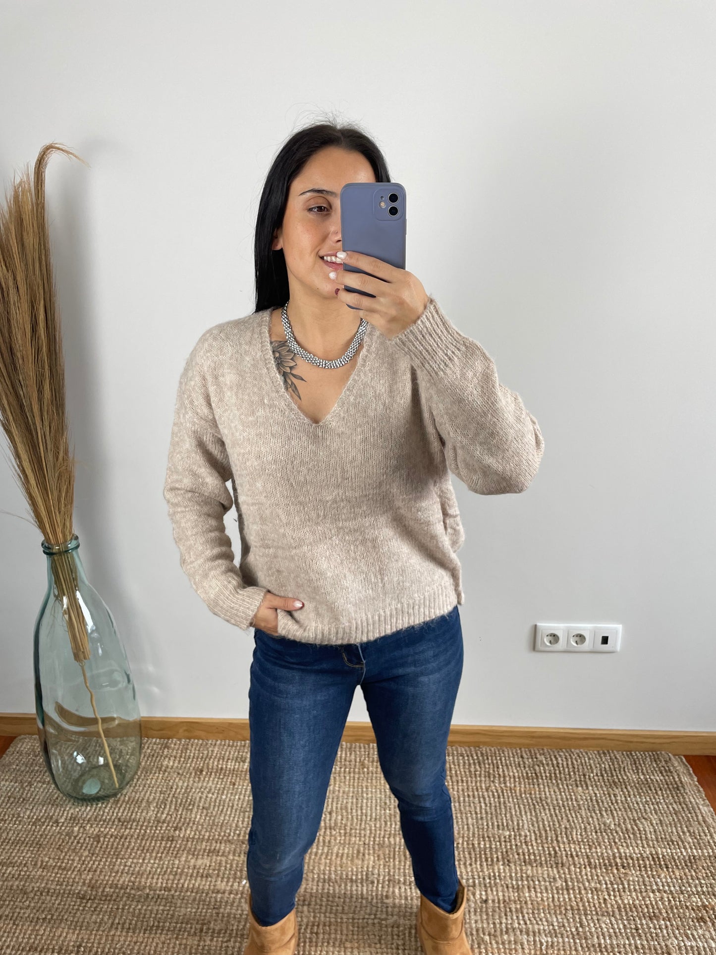 Camisola Malha gola em v