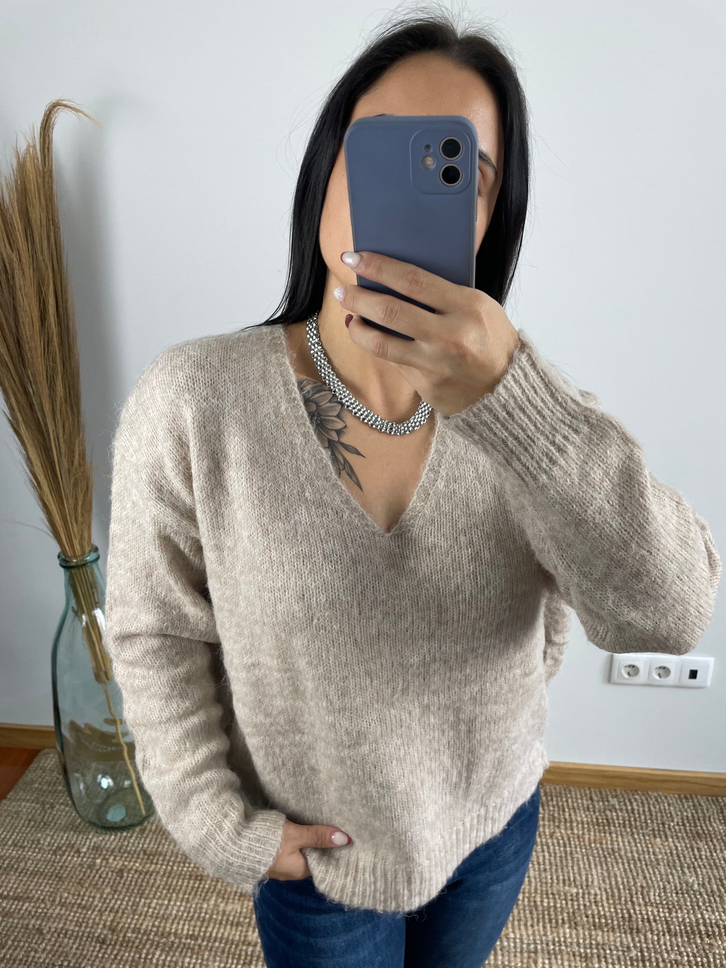 Camisola Malha gola em v