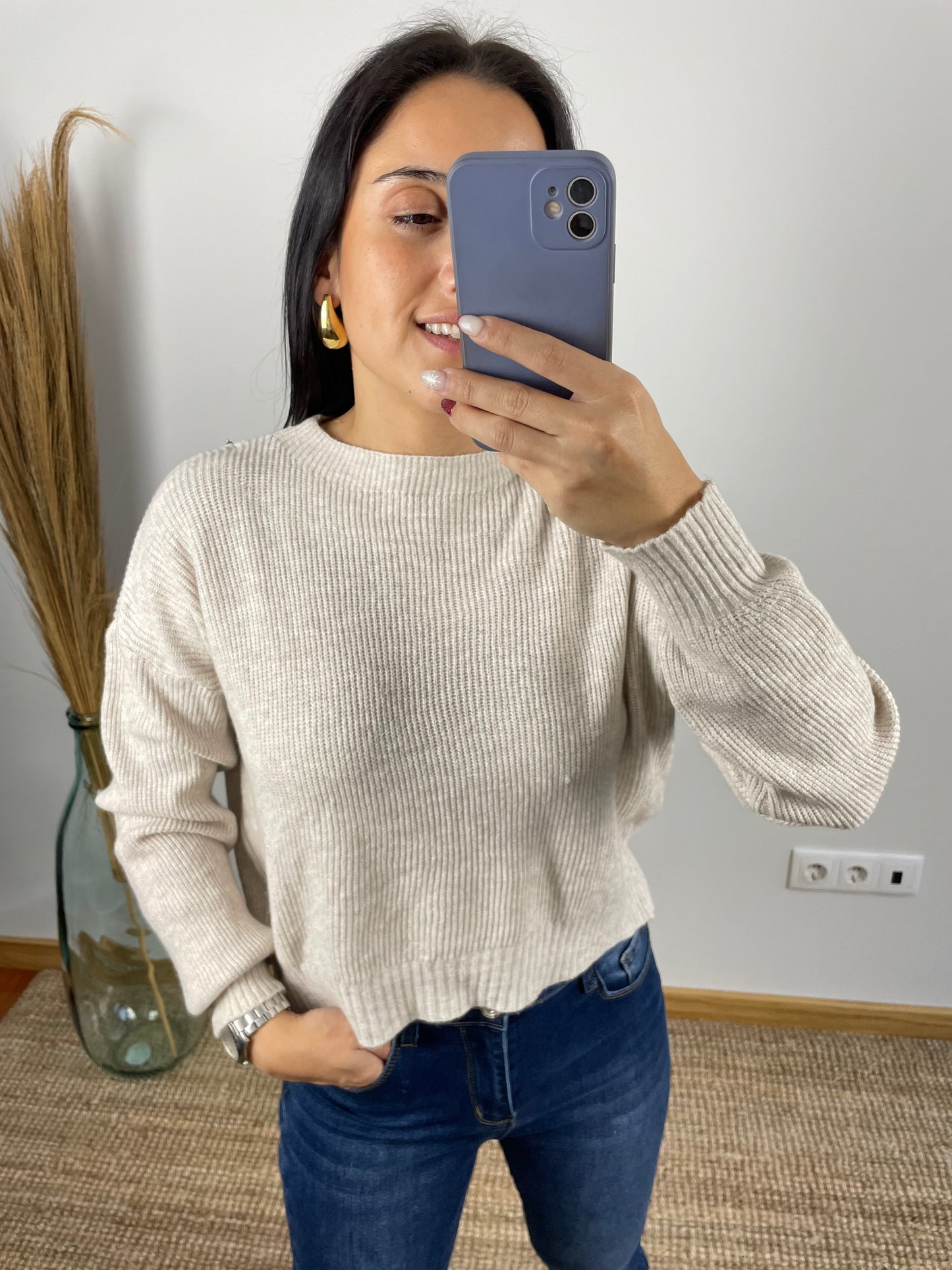Camisola de malha cropped