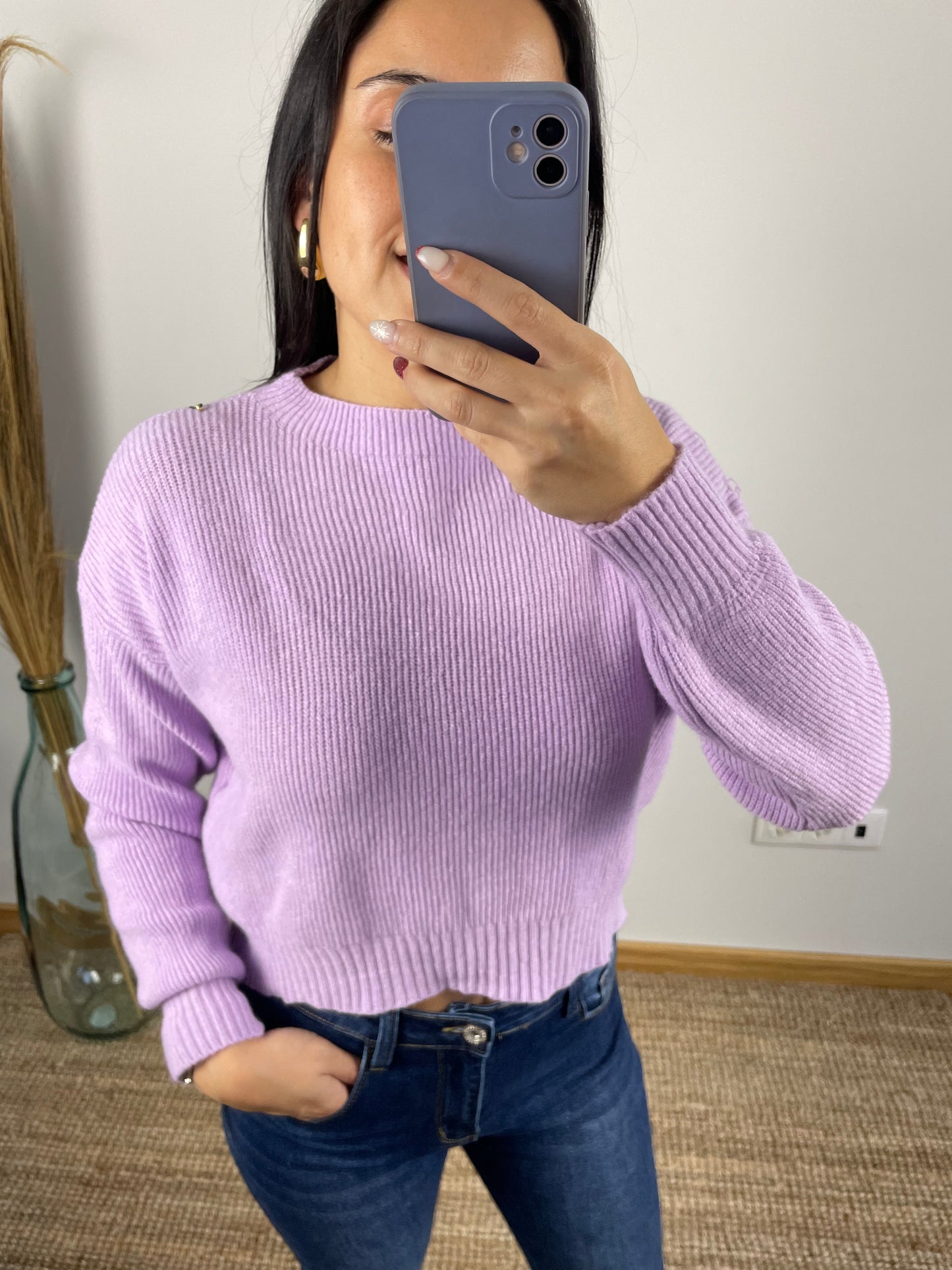 Camisola de malha cropped
