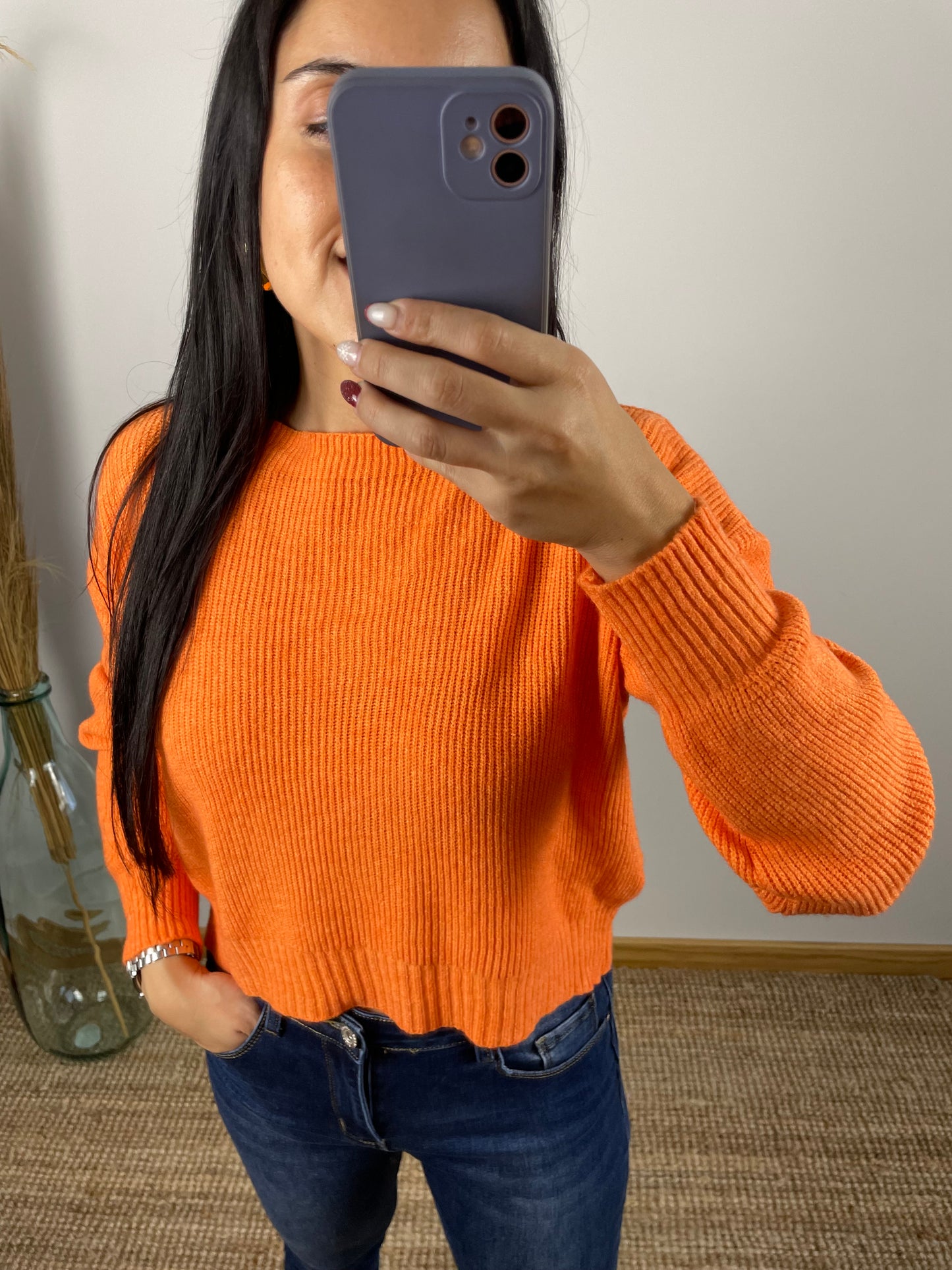 Camisola de malha cropped