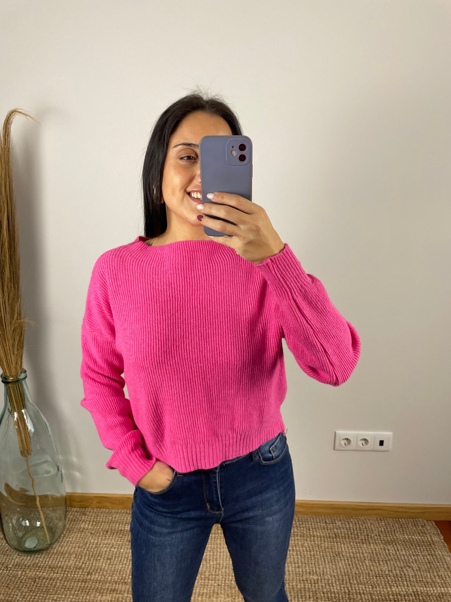 Camisola de malha cropped