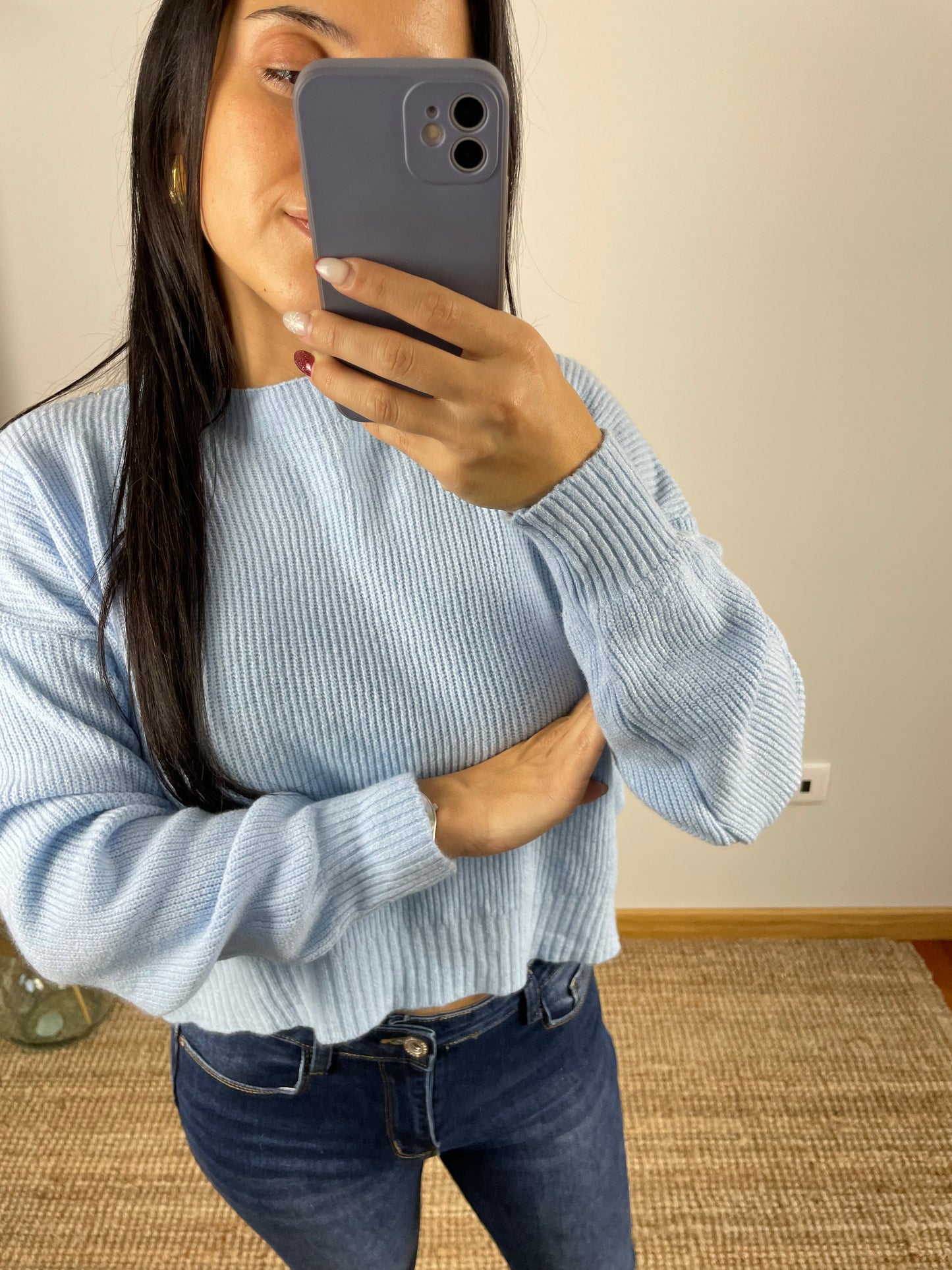 Camisola de malha cropped