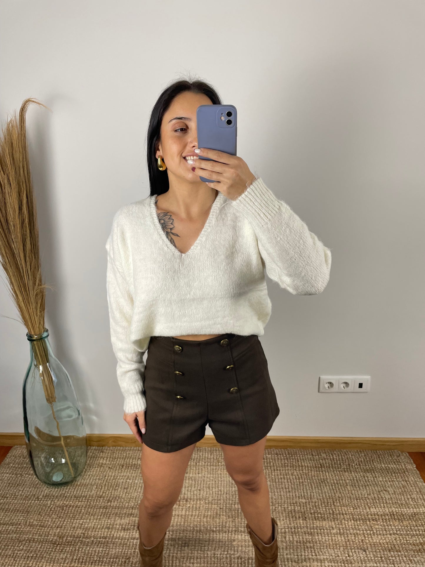Camisola Malha gola em v