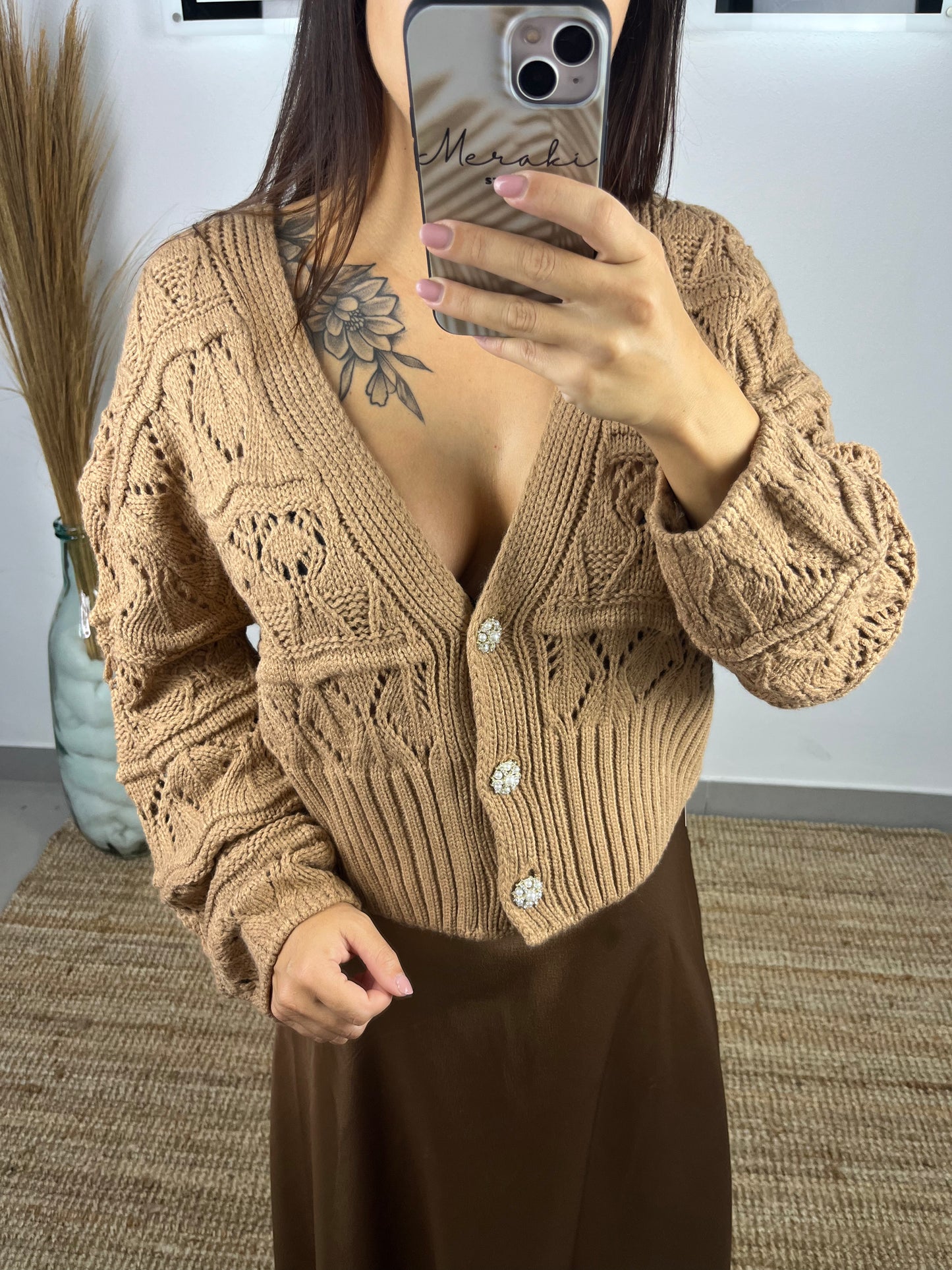 Cardigan botões brilhantes