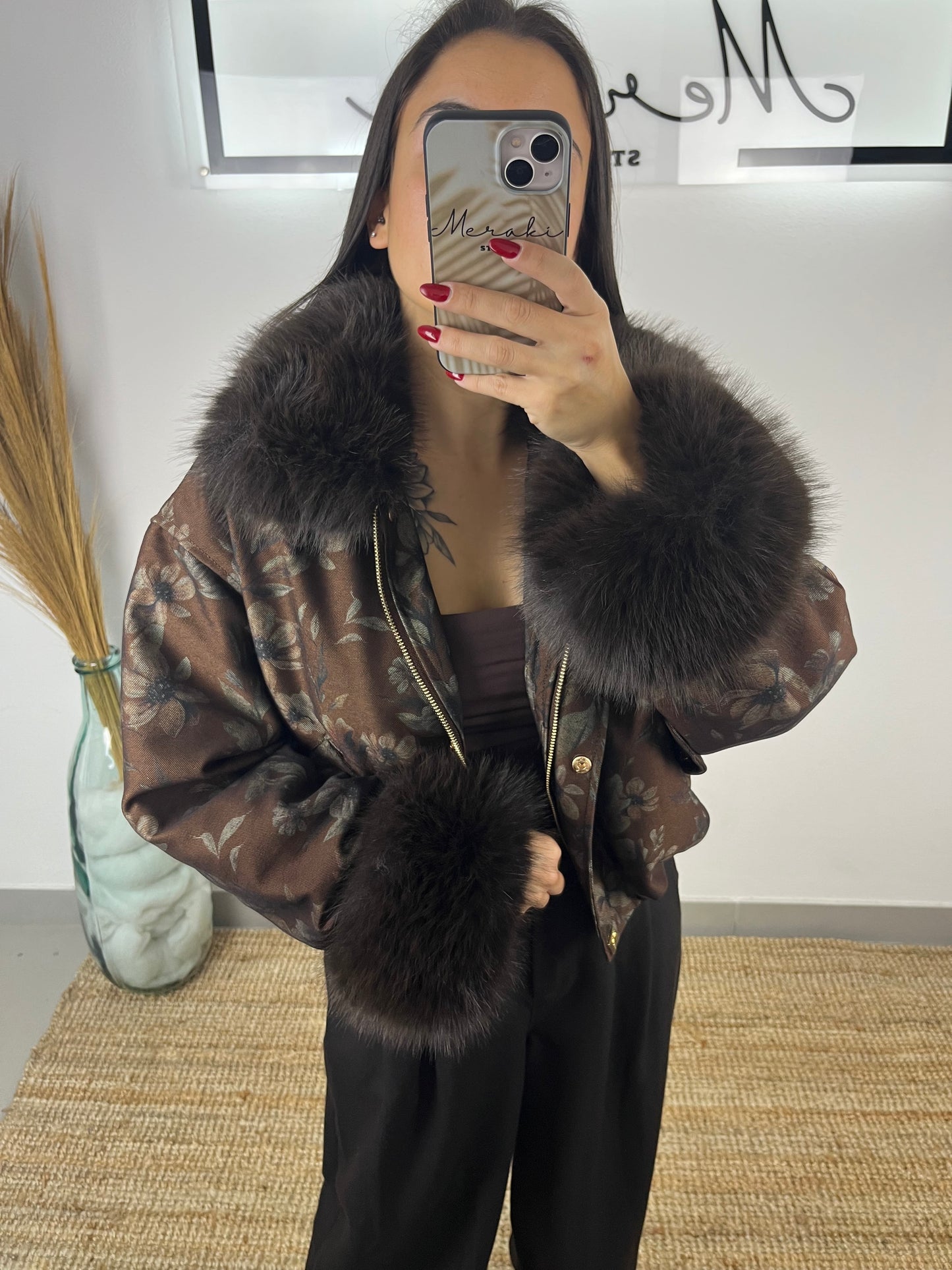 Casaco Flores Castanho