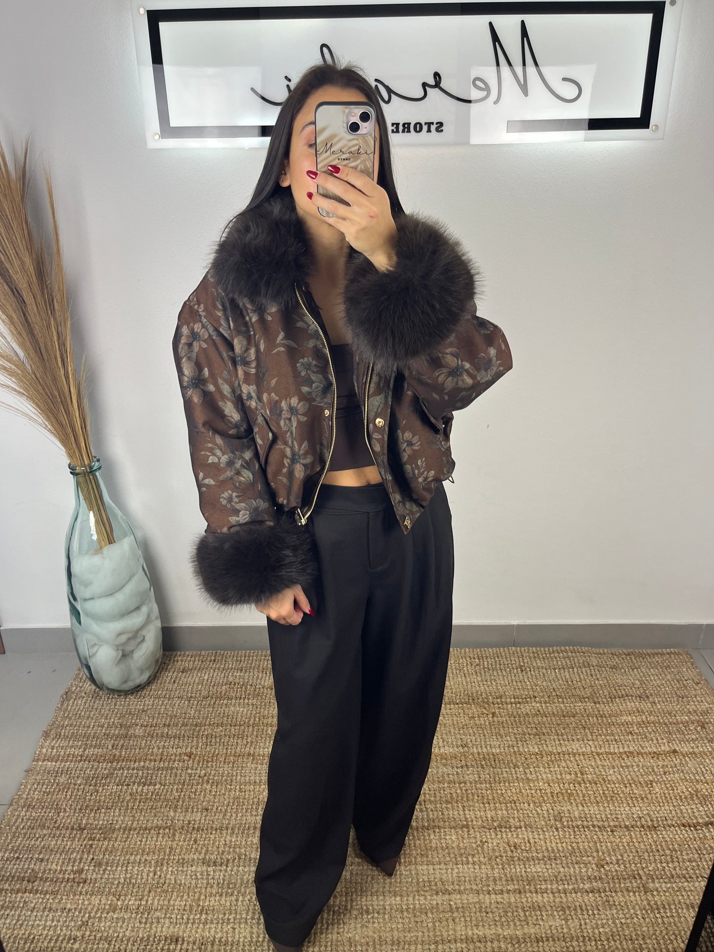 Casaco Flores Castanho