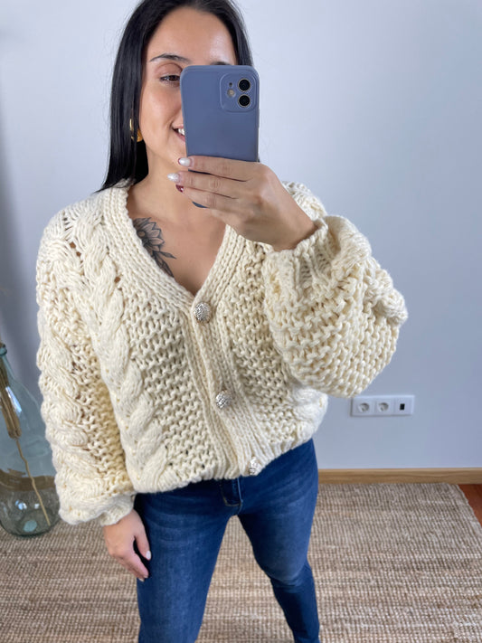 Cardigan malha grossa