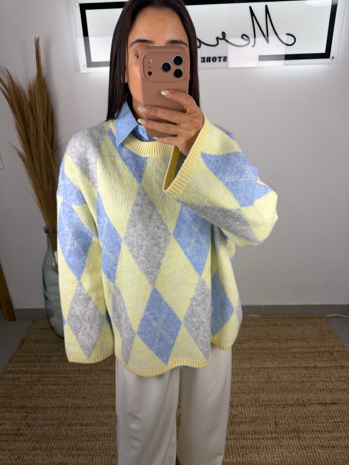 Malha amarela losangos