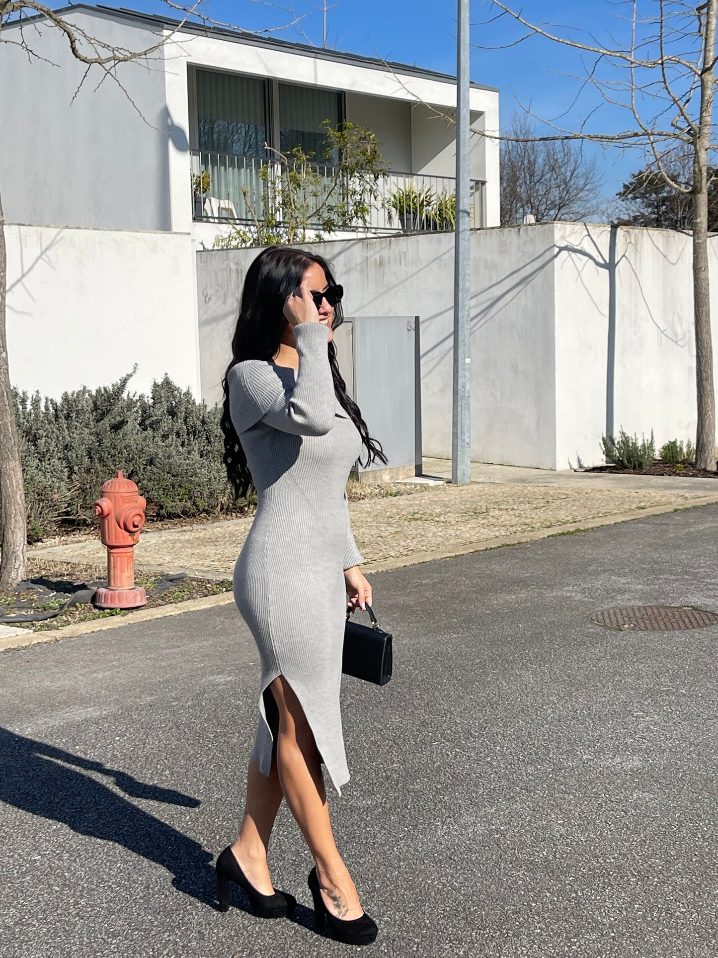 Vestido malha canelada