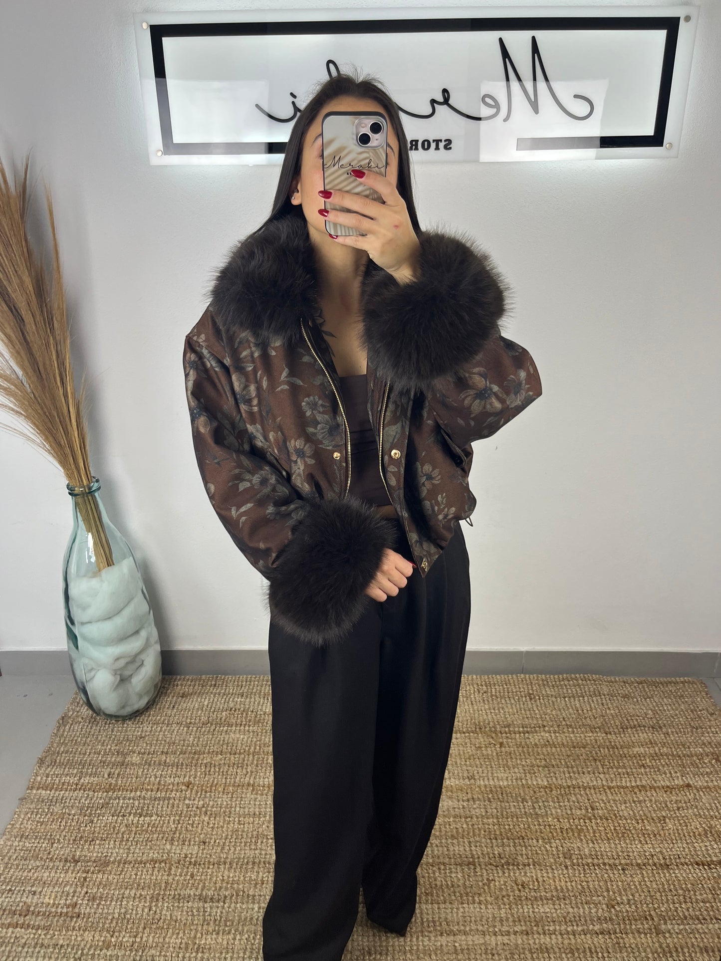 Casaco Flores Castanho