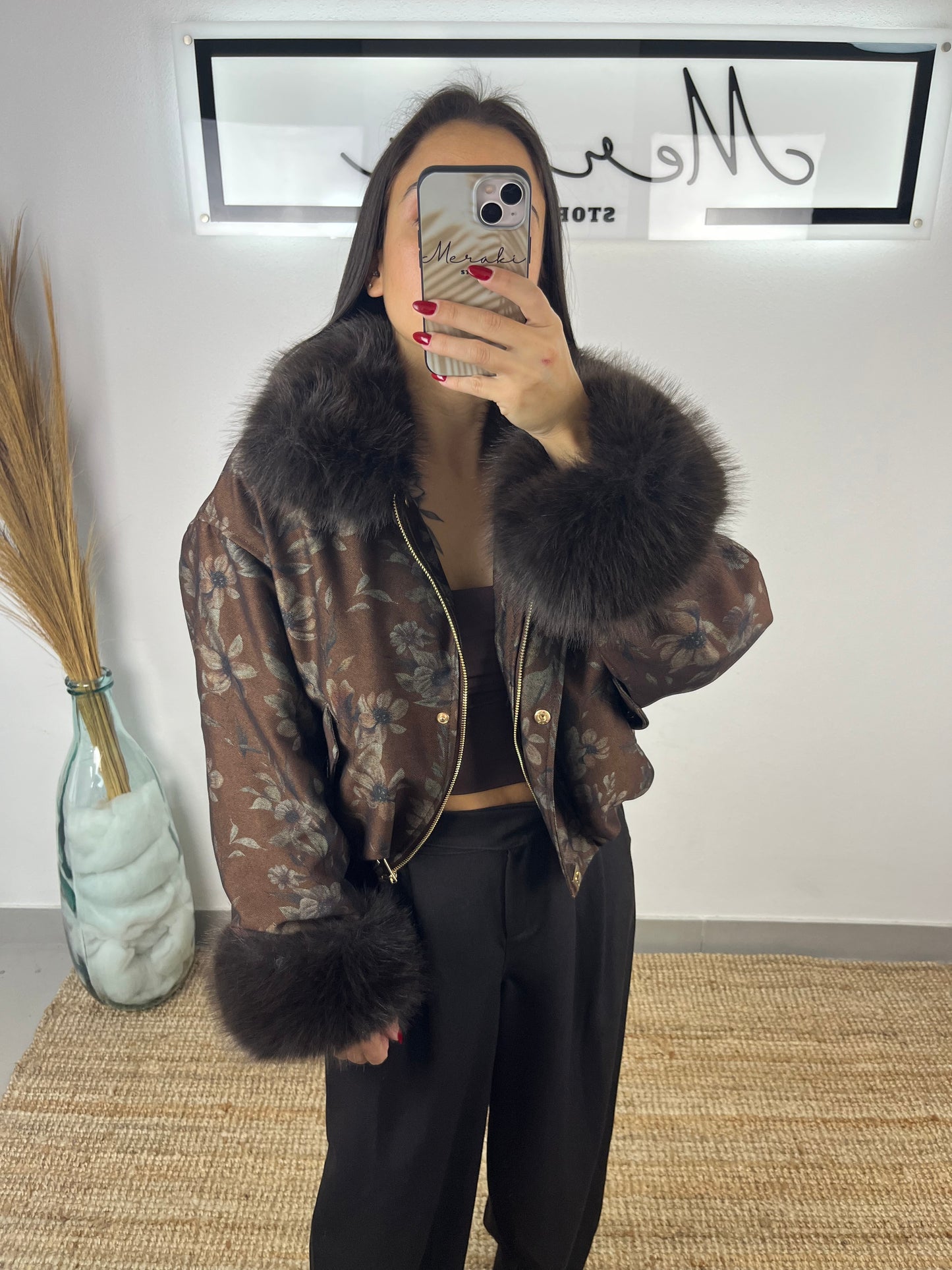 Casaco Flores Castanho