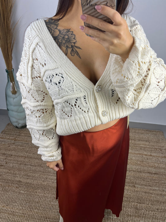 Cardigan botões brilhantes